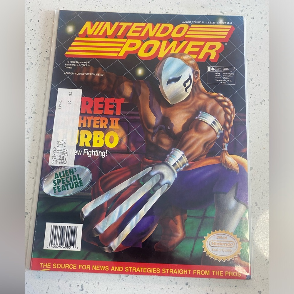 Nintendo Power Volume 51 Vintage 1993 Street Fighter II Turbo W/ Poster NO CARDS